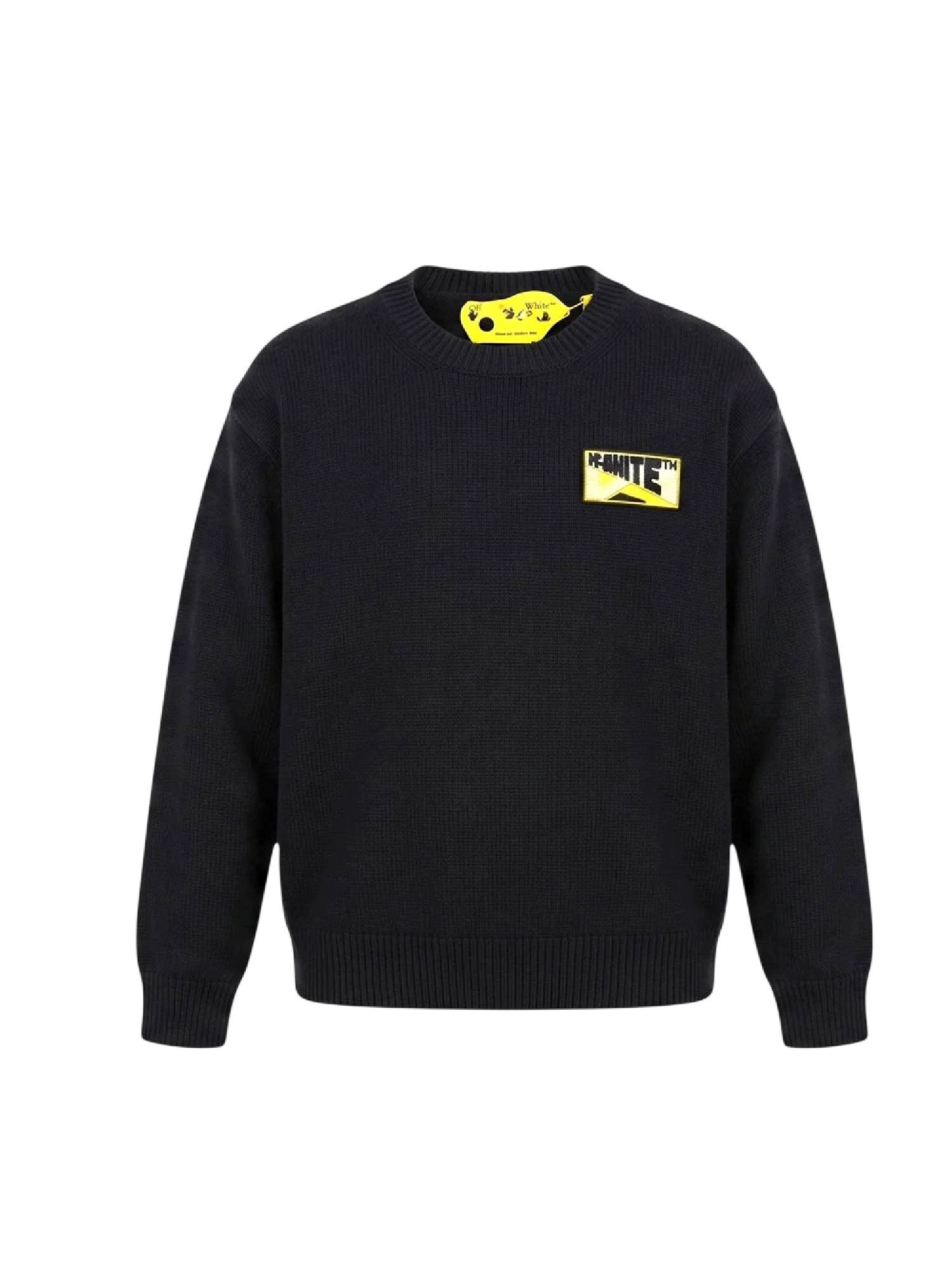 Off-white Logo Patch Knit Crew In Black