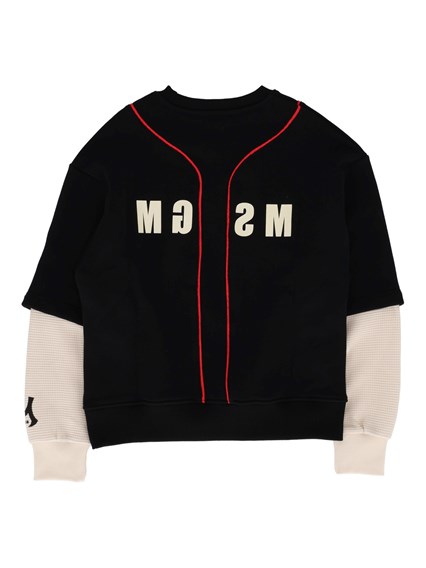 Msgm OVER DIAGONAL FLEECE/WAFFLE SWEATSHIRT B