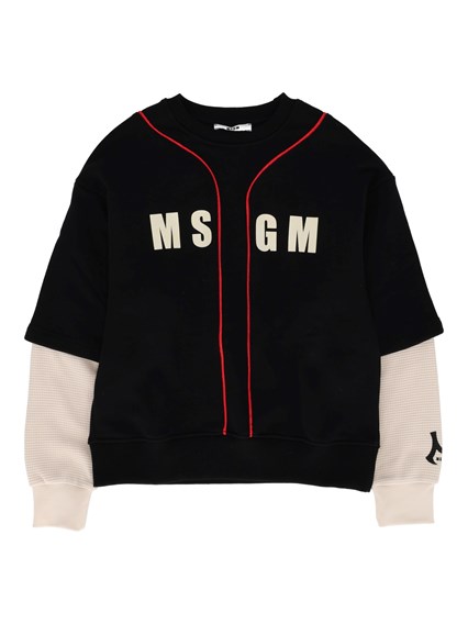 Msgm OVER DIAGONAL FLEECE/WAFFLE SWEATSHIRT B