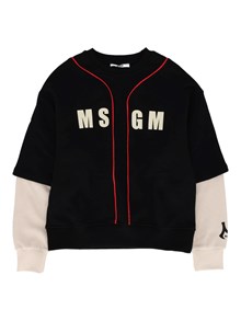Msgm OVER DIAGONAL FLEECE/WAFFLE SWEATSHIRT B