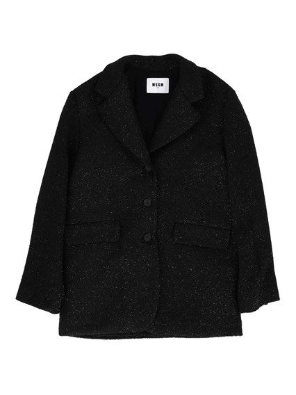 Msgm RESCA LUREX COAT- JACKET GIRL NERO/BLACK