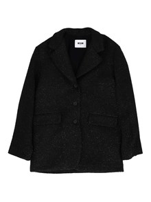 Msgm RESCA LUREX COAT- JACKET GIRL NERO/BLACK
