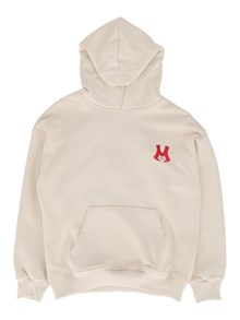 Msgm OVER DIAGONAL FLEECE HOODIE BOY CREMA/CR