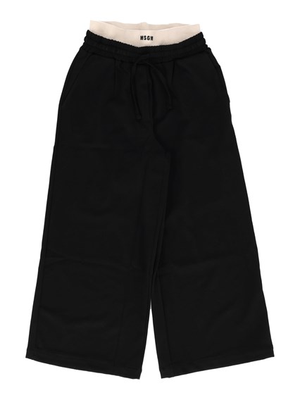 Msgm WOOL GABARDINE PANTS GIRL NERO/BLACK