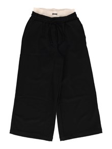 Msgm WOOL GABARDINE PANTS GIRL NERO/BLACK