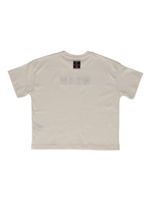 Msgm BOXY JERSEY T-SHIRT GIRL CREMA/CREAM