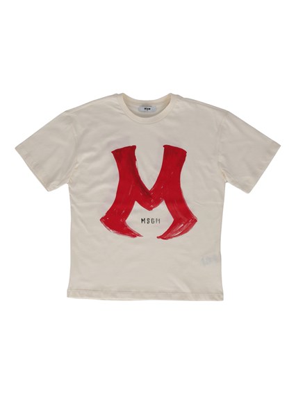 Msgm OVER JERSEY T-SHIRT BOY CREMA/CREAM