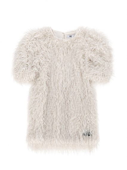 Msgm PELUCHE DRESS GIRL CREMA/CREAM