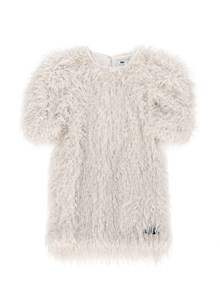 Msgm PELUCHE DRESS GIRL CREMA/CREAM