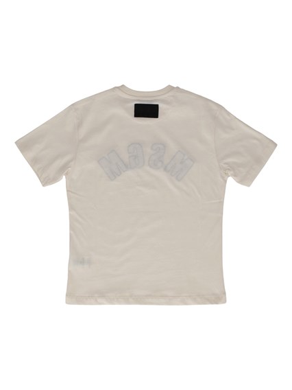 Msgm JERSEY T-SHIRT  GIRL CREMA/CREAM-NERO/BL
