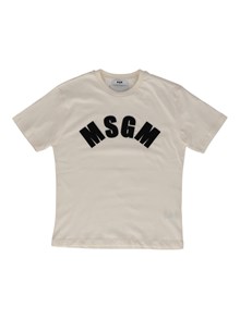 Msgm JERSEY T-SHIRT  GIRL CREMA/CREAM-NERO/BL