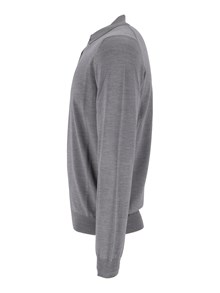SLOWEAR ZANONE MEDIUM GREY MELANGE LONG SLEEVE POLO SHIRT