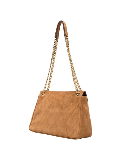 TORY BURCH Charlie Quilted Suede Shoulder Bag