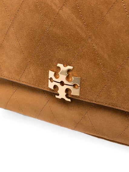 TORY BURCH Charlie Quilted Suede Shoulder Bag