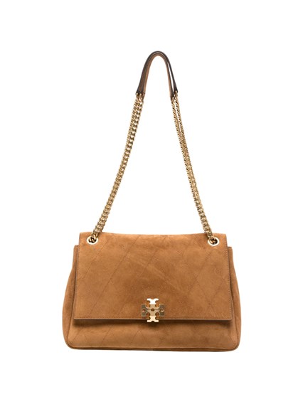 TORY BURCH Charlie Quilted Suede Shoulder Bag
