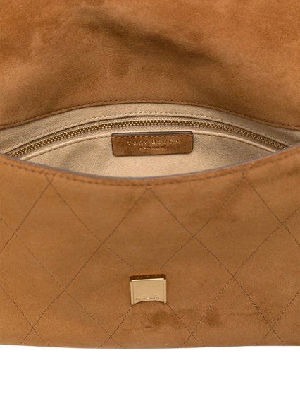 TORY BURCH Charlie Quilted Suede Shoulder Bag