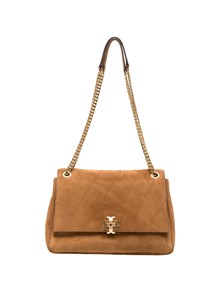 TORY BURCH Charlie Quilted Suede Shoulder Bag