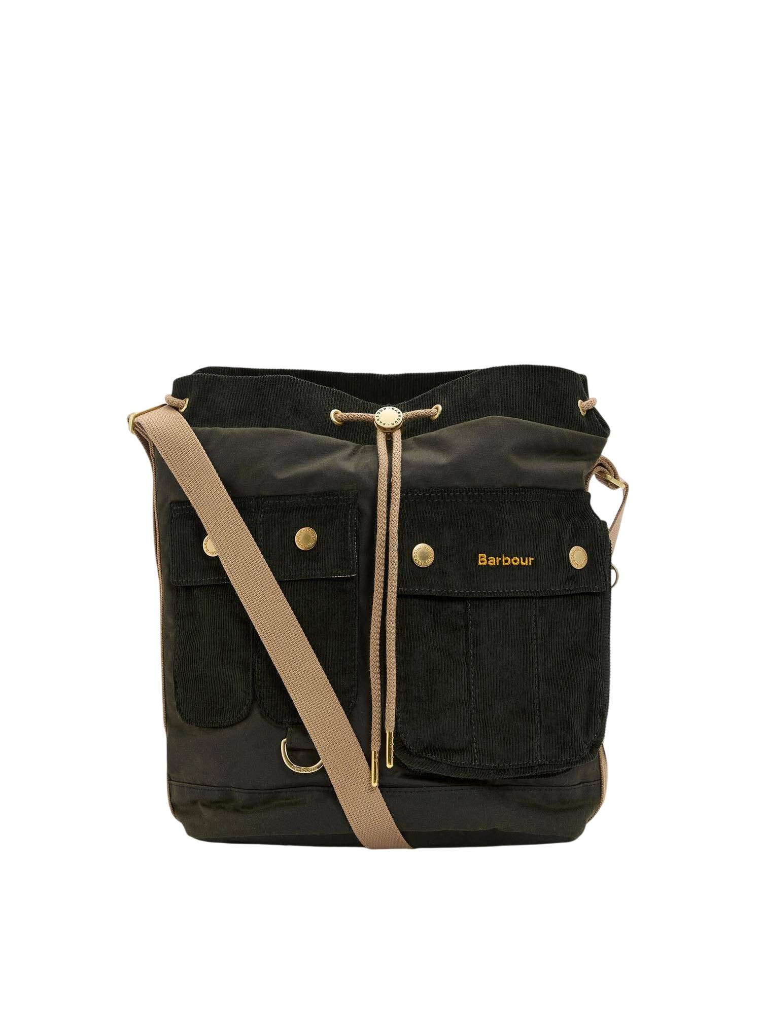 Barbour Wax Mia Drawstring Tote Bag In Green