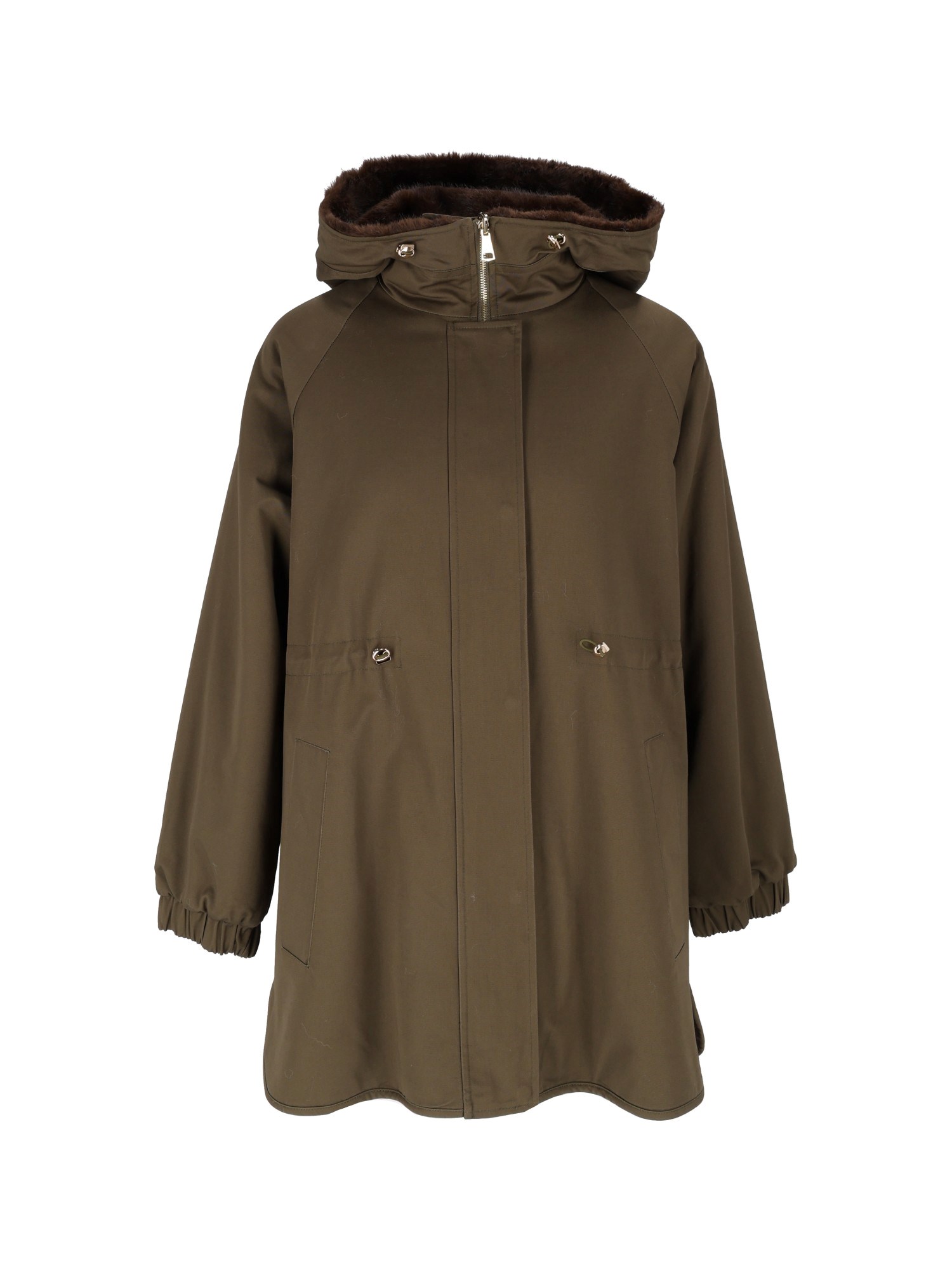 Bully Woman Fabric & Fake Fur Jacket In Green