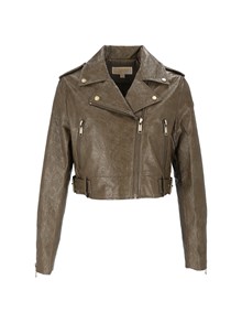 MICHAEL KORS CROP FX LEATHER MOTO JKT
