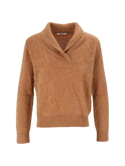 KANGRA CASHMERE BRUSHED CASHMERE SHA WL COLLAR TOP