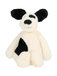JELLYCAT Bashful Rufferty Black & Cream Puppy Little 18cm x 9cm x 8cm Peluches