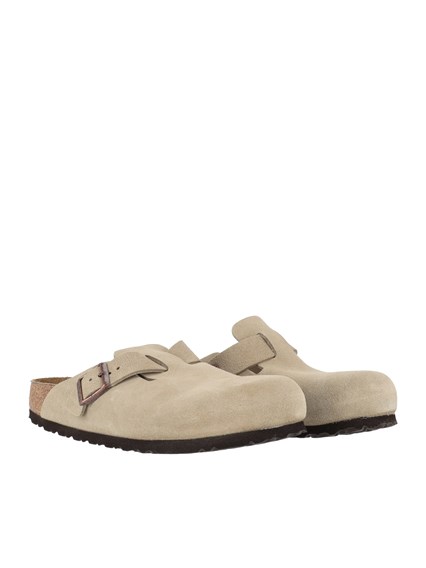 BIRKENSTOCK Boston SFB taupe, Suede Leather, Narrow Fit