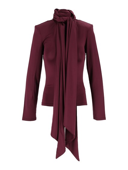 ROTATE LONG-SLEEVED SCARF TOP Winetasting (Tight Fit)
