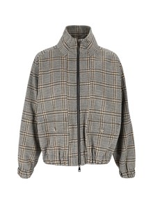 FABIANA FILIPPI CHECK JERSEY BOMBER WITH GOLD BUTTONS