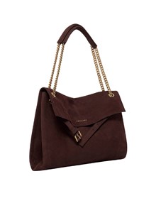 ORCIANI VENUS NABUCCO MIDI NUBUCK LEATHER SHOULDER BAG