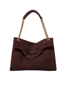 ORCIANI VENUS NABUCCO MIDI NUBUCK LEATHER SHOULDER BAG