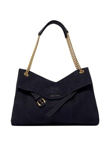 ORCIANI VENUS NABUCCO MIDI NUBUCK LEATHER SHOULDER BAG