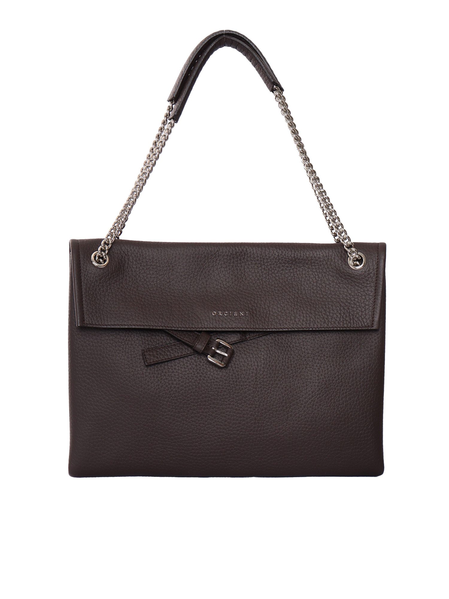 Orciani Venus Soft Midi Pebbled Leather Shoulder Bag In Brown