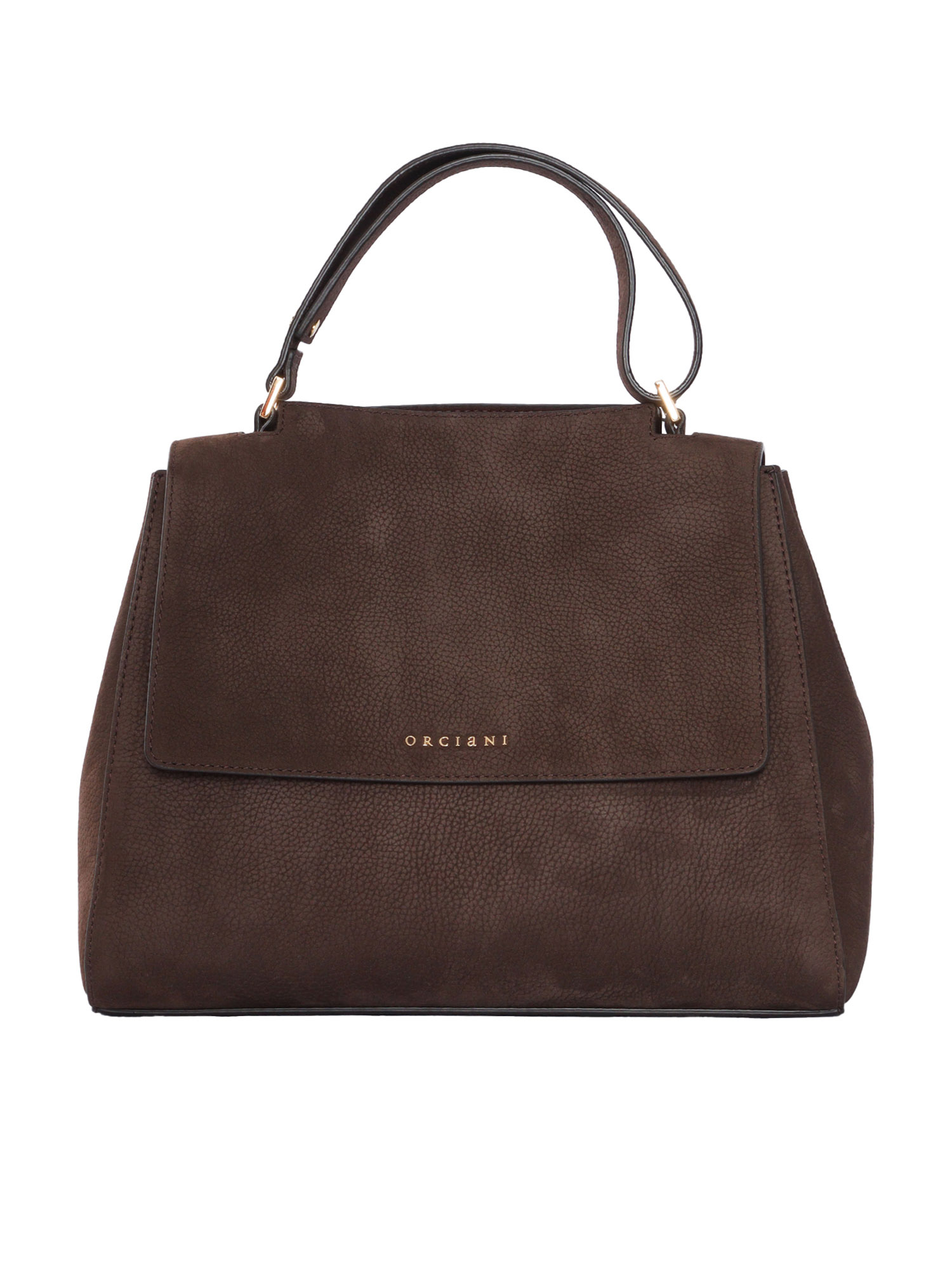 Orciani Sveva Nabucco Medium Nubuck Leather Shoulder Bag With Strap In Brown