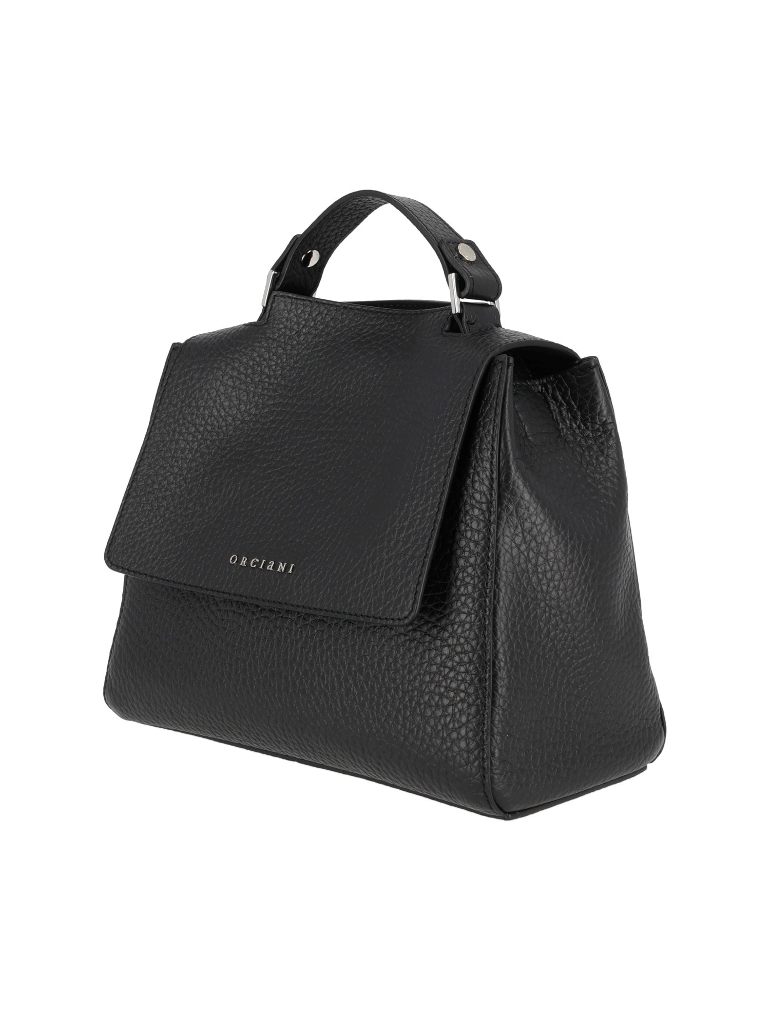 Orciani Sveva Soft Small Leather Handbag With Strap In Black