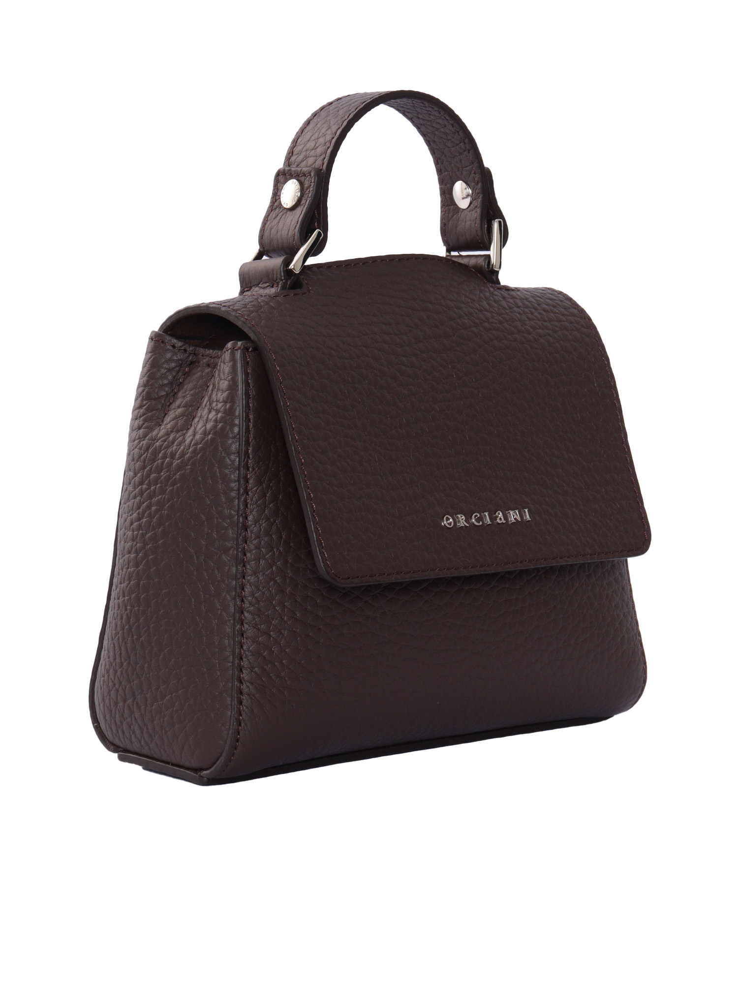 Orciani Sveva Soft Mini Leather Handbag With Strap In Brown