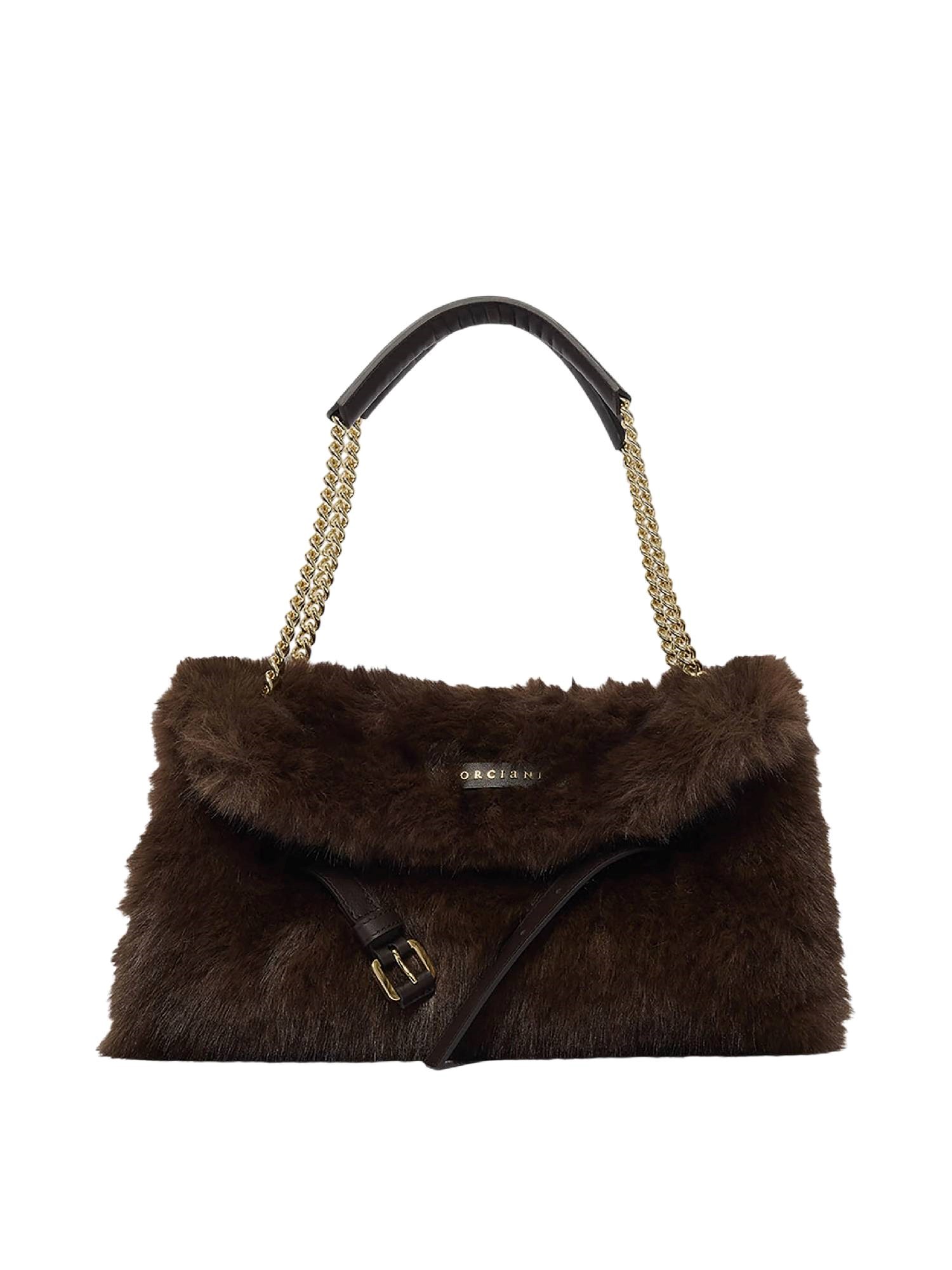 Orciani Venus S Furry Bag In Brown
