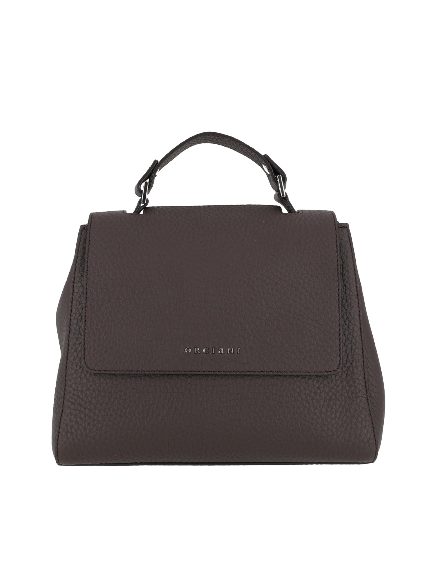 Orciani Sveva Soft Small Leather Handbag With Strap In Brown