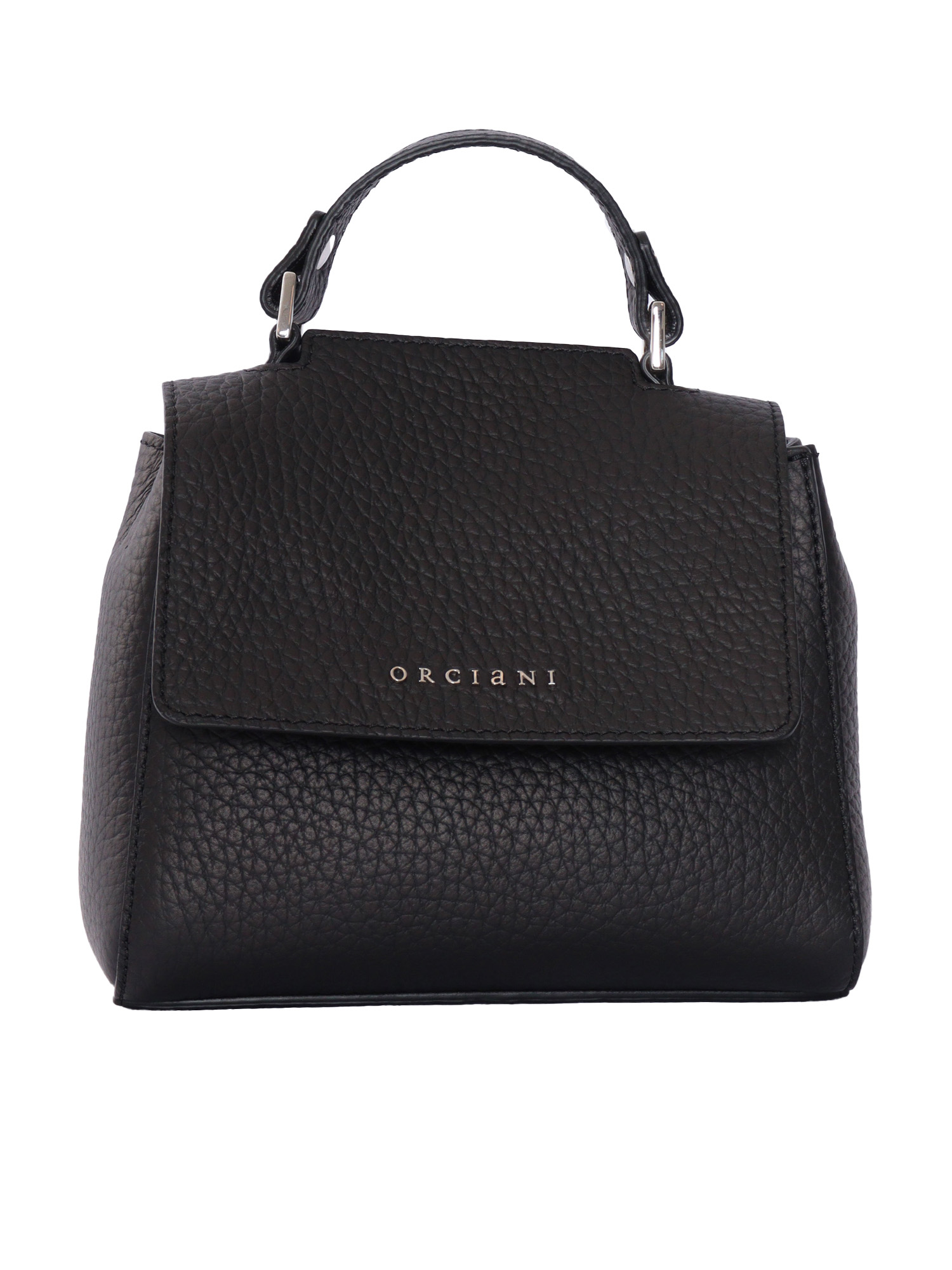 Orciani Sveva Soft Mini Leather Handbag With Strap In Black