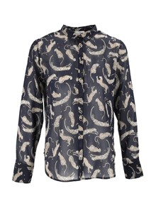 FORTE FORTE Sheer cotton-silk classic shirt ("Royal leopard")