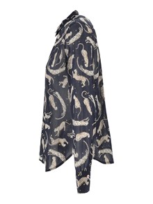 FORTE FORTE Sheer cotton-silk classic shirt ("Royal leopard")