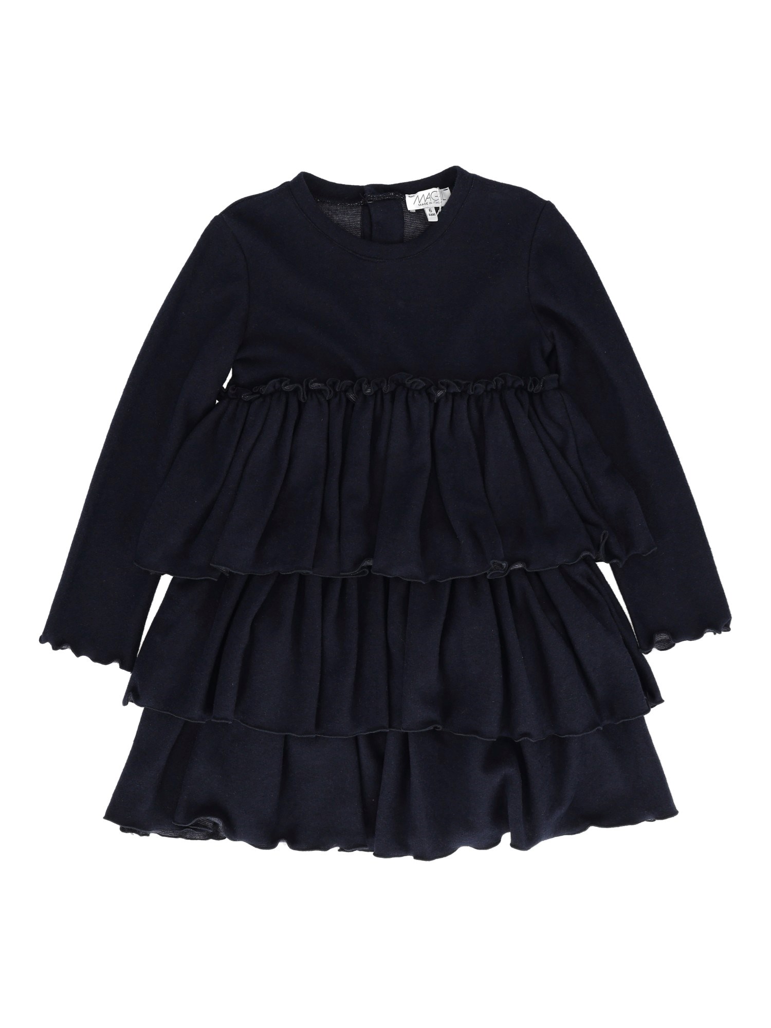 Magil Kids' Cotton-cashmere Tiered Dress In Blue