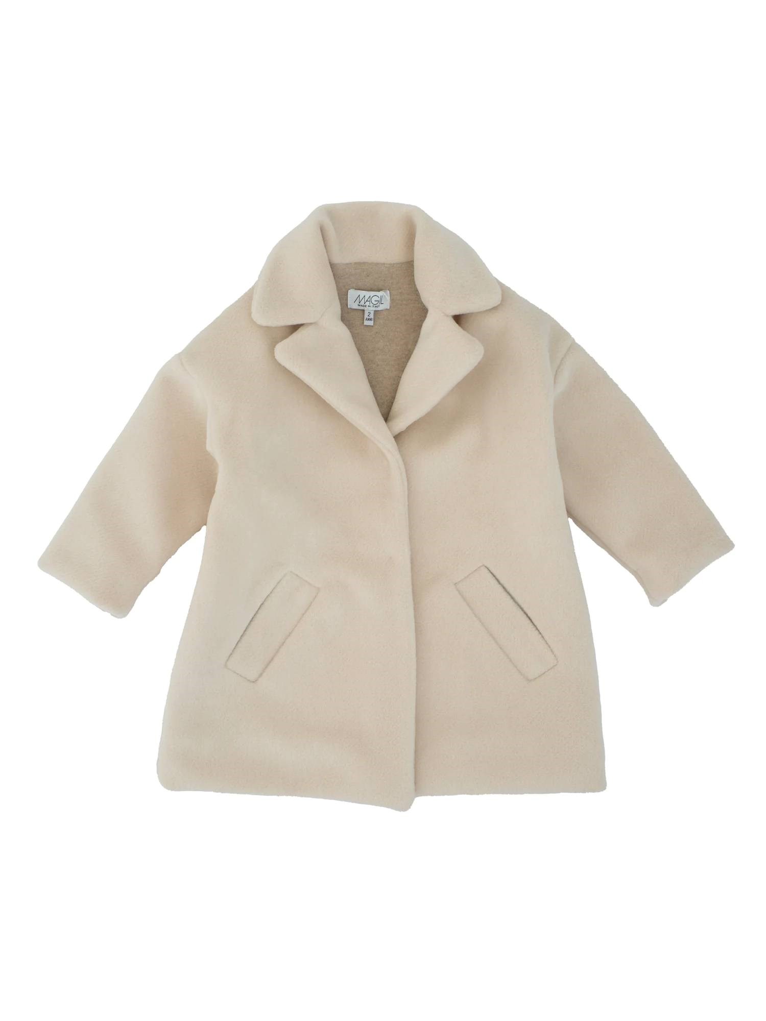 Magil Kids' Peak Lapel Coat With Embroidery In White