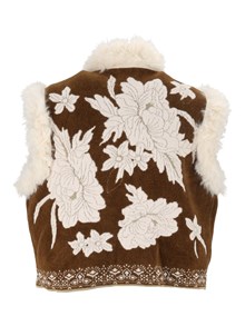 FORTE FORTE Faux-fur trim chenille vest ("The lotus")