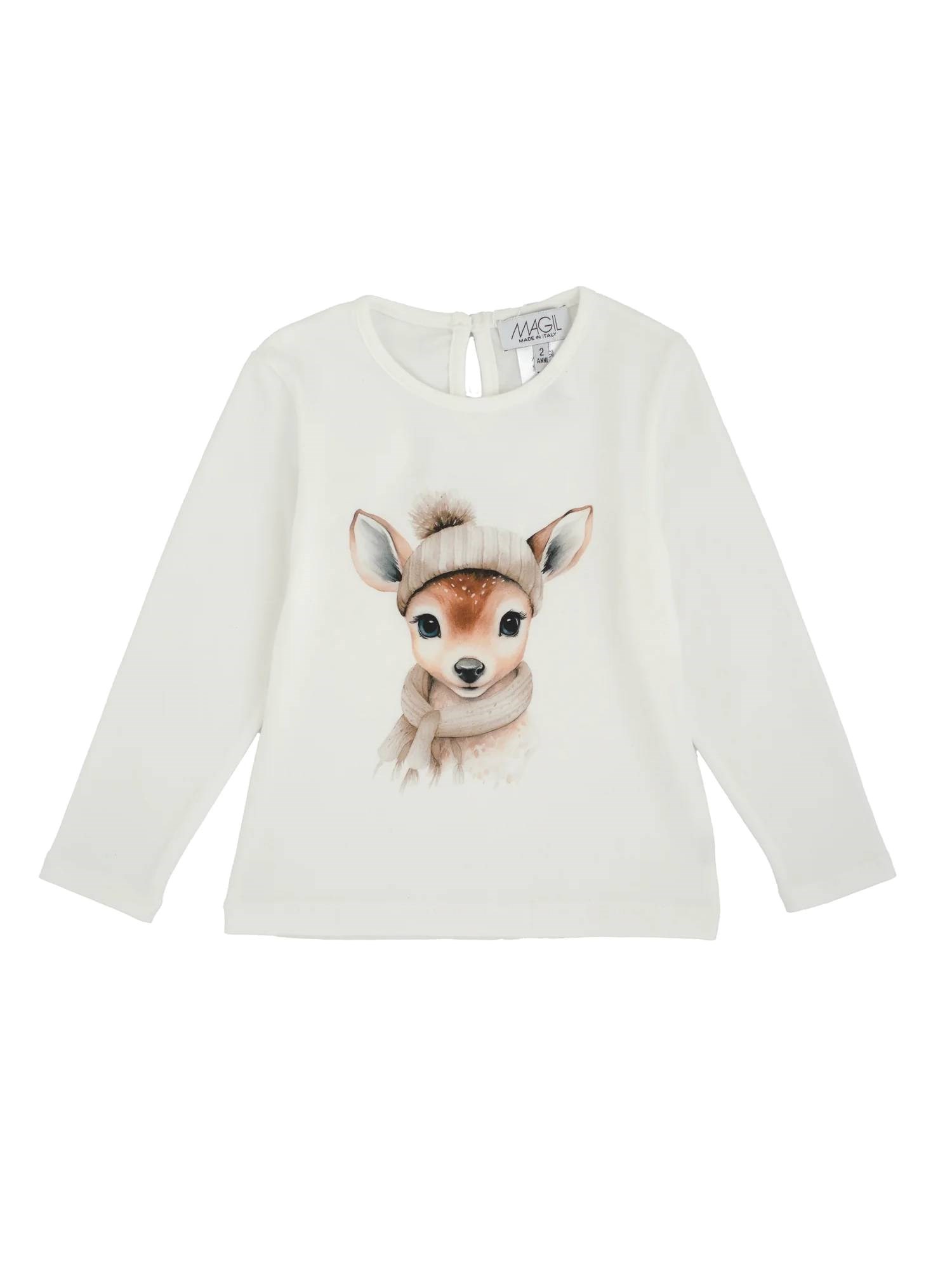 Magil Kids' Fawn Print T-shirt In Beige
