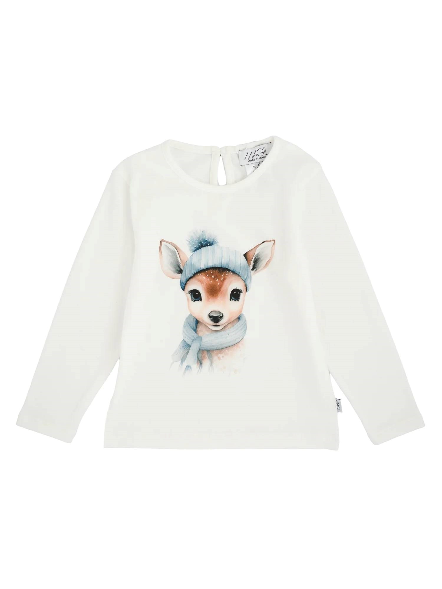 Magil Kids' Fawn Print T-shirt In Light Blue
