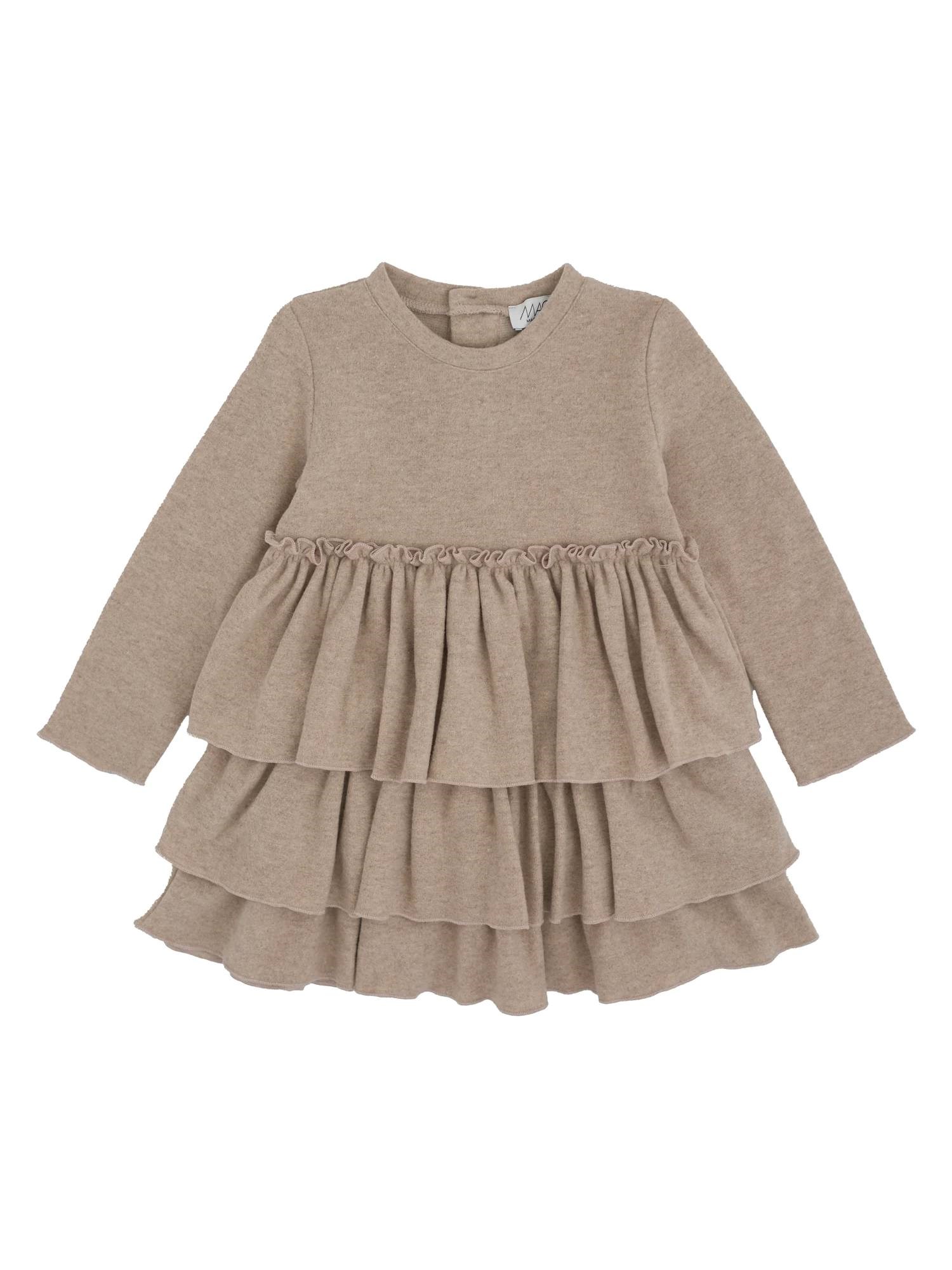 Magil Kids' Cotton-cashmere Tiered Dress In Beige