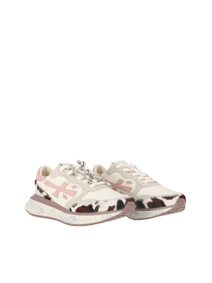 PREMIATA SNEAKERS LAURYN BEIGE/PINK/ANIMALIER