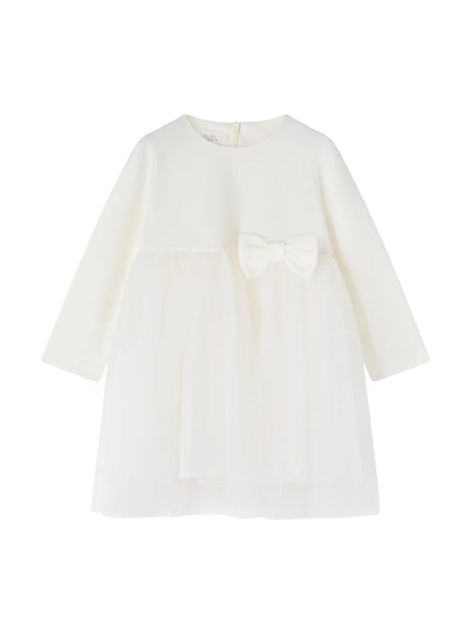 NANAN OFF-WHITE MILANO KNIT AND TULLE DRESS