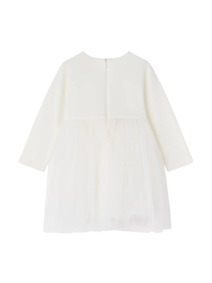 NANAN OFF-WHITE MILANO KNIT AND TULLE DRESS